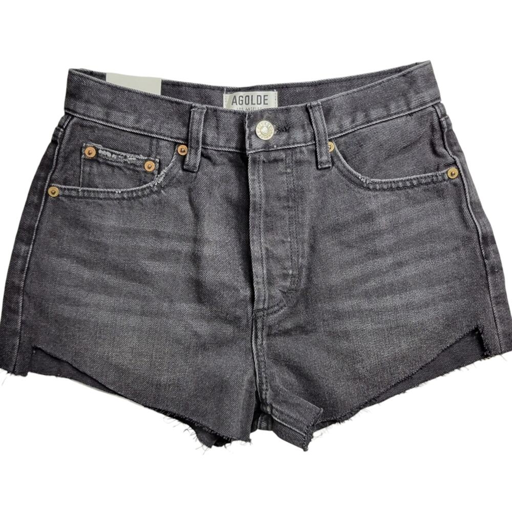 Agolde Parker Cut Off Denim Shorts in Black Size 26 NWT